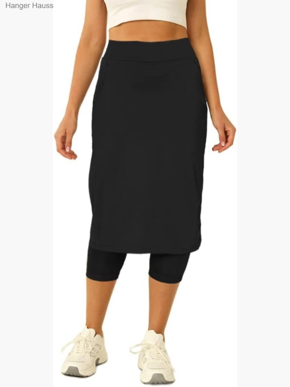 Women's Tennis Skort with Built-in Capri Leggings, Knee-Length, Pockets